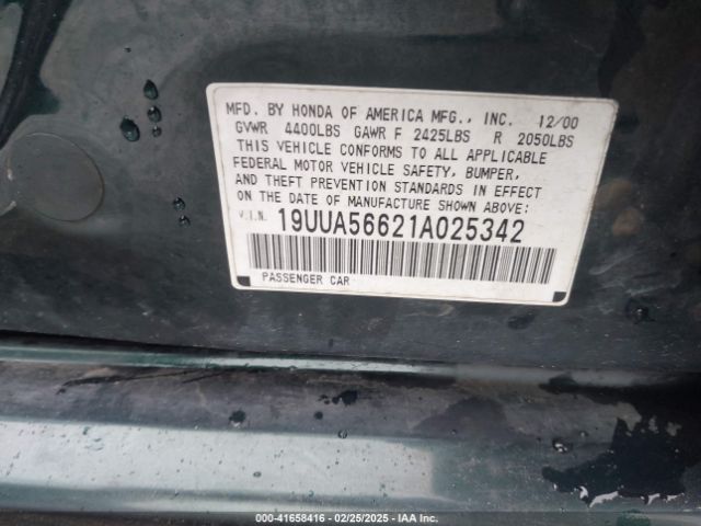2001 ACURA TL 19UUA56621A025342 Photo 8