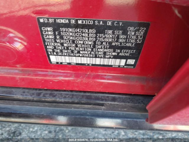 3CZRZ1H70PM708383 Honda Hr-v 2wd Ex-l