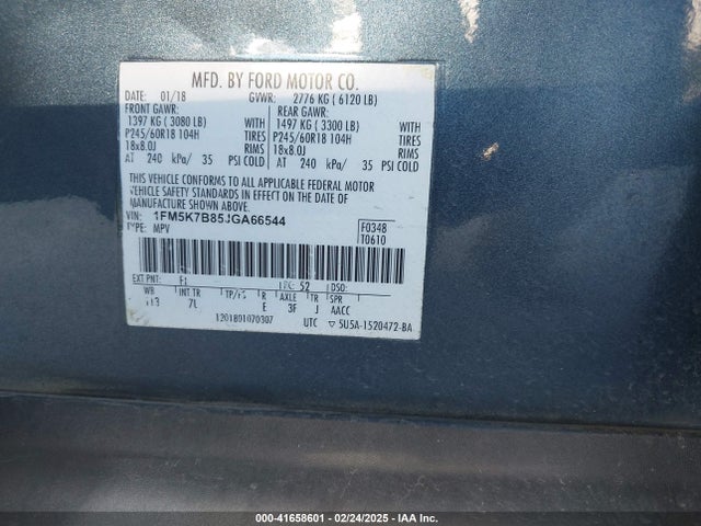 1FM5K7B85JGA66544 Ford 3.5l ti-vct