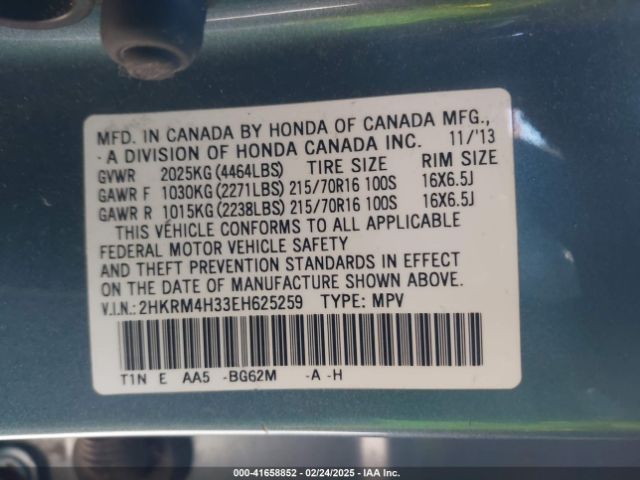 2HKRM4H33EH625259 Honda CR-V LX