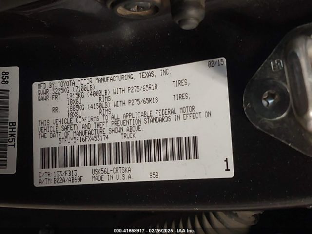5TFUY5F16FX453174 Toyota Tundra Sr5 5.7l V8