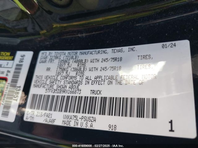 5TFKB5DB9RX166873 Toyota Tundra Sr 4wd