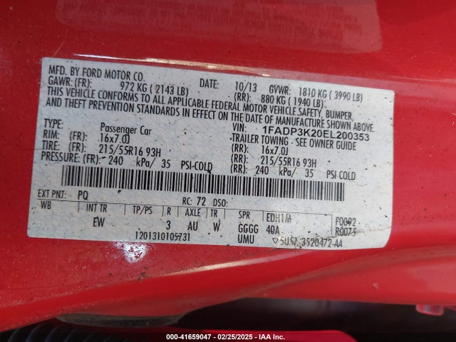 1FADP3K20EL200353 Ford FOCUS SE
