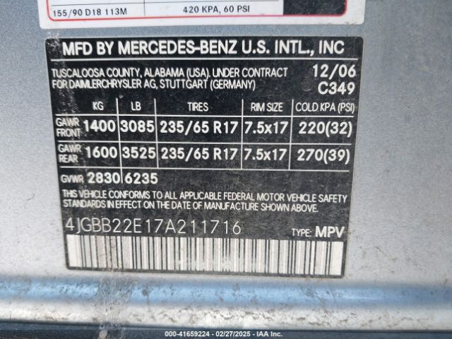 2007 MERCEDES-BENZ ML 320 CDI 4JGBB22E17A211716 Photo 8