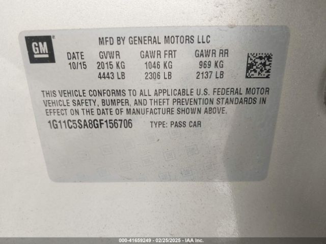 1G11C5SA8GF156706 Chevrolet Malibu Limited Lt