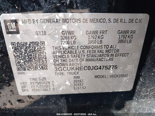 3GCUKREC0JG475275 Chevrolet Silverado 1500 1lt