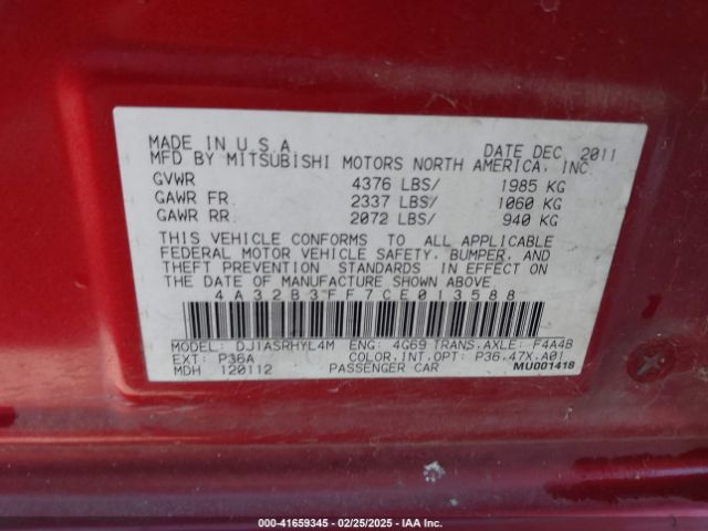 2012 MITSUBISHI GALANT 4A32B3FF7CE013588 Photo 8