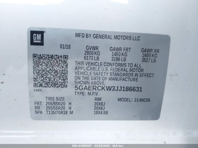 5GAERCKW3JJ186631 Buick Enclave Premium