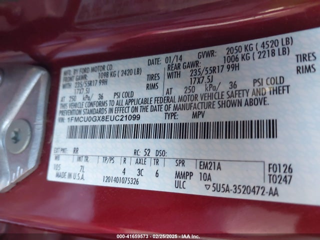 Ford ESCAPE SE 2014 1FMCU0GX8EUC21099 Image 9