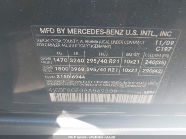 2010 MERCEDES-BENZ GL 550 4JGBF8GE0AA569509 Photo 8