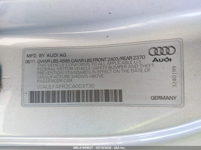 2012 AUDI A5 WAULFAFR2CA003730 Photo 8