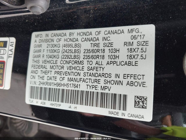 2HKRW1H96HH517641 Honda Cr-v Touring