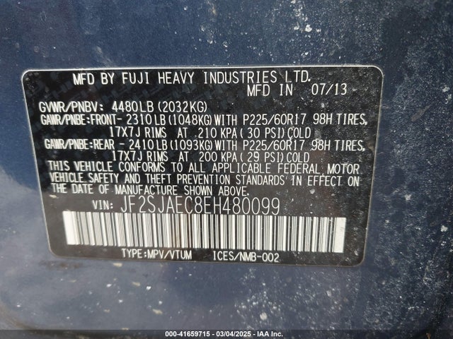 JF2SJAEC8EH480099 Subaru Forester 2.5i Premium