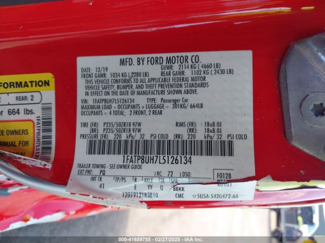 1FATP8UH7L5126134 Ford Mustang Ecoboost Premium