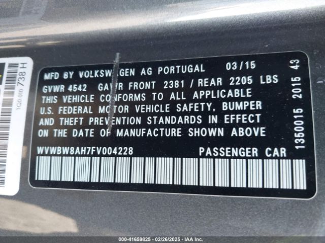 WVWBW8AH7FV004228 Volkswagen Eos Komfort Edition