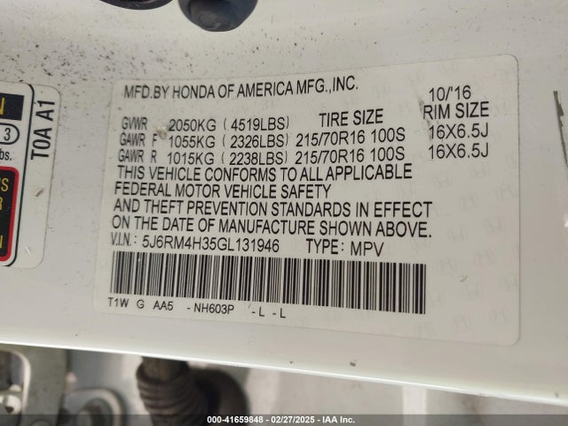 Honda CR-V LX 2016 5J6RM4H35GL131946 Image 9