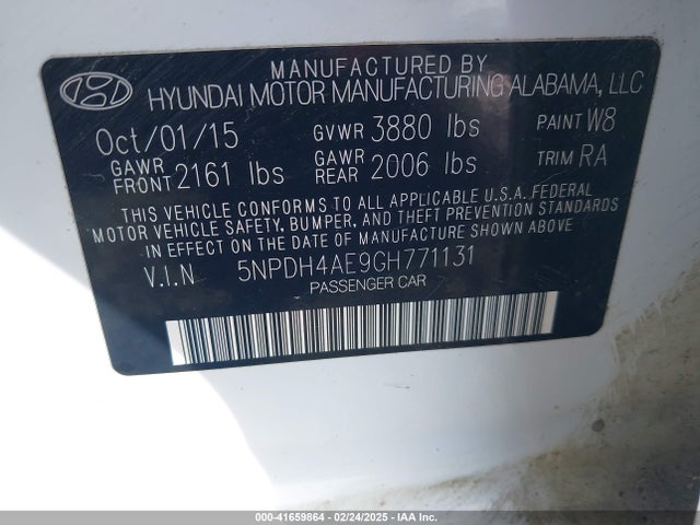 5NPDH4AE9GH771131 Hyundai ELANTRA SE