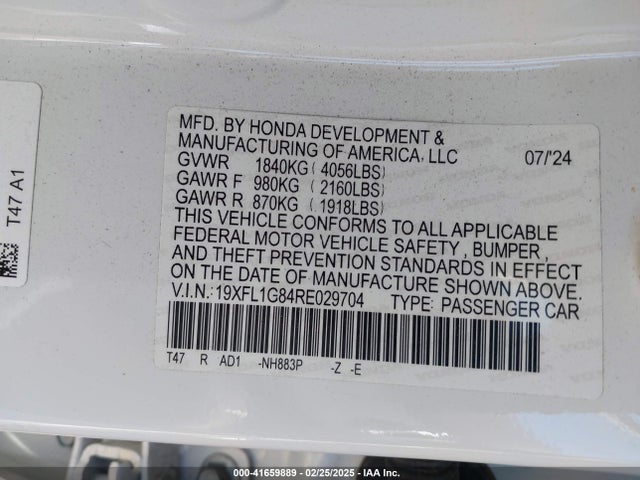 19XFL1G84RE029704 Honda Civic Sport Touring