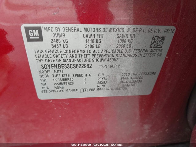 2012 CADILLAC SRX 3GYFNBE33CS622982 Photo 8