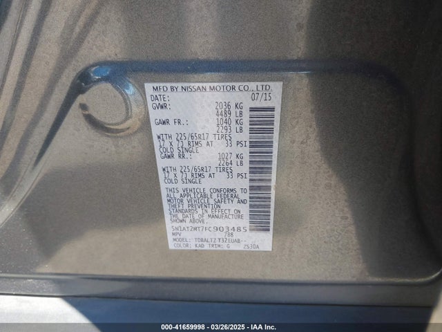 Nissan ROGUE SV 2015 5N1AT2MT7FC903485 Image 9
