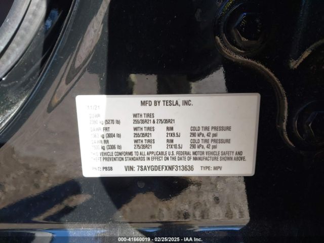 7SAYGDEFXNF313636 Tesla Model Y Performance Dual Motor All-wheel Drive