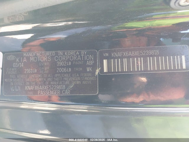 KNAFX6A8XE5239818 KIA 2014