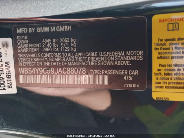 WBS4Y9C59JAC88078 BMW M4