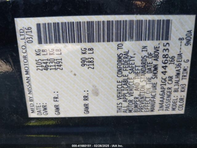 1N4AA6AP1GC446835 Nissan Maxima 3.5 Platinum