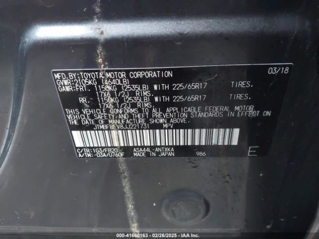 JTMBFREV8JJ221731 Toyota RAV4 LE