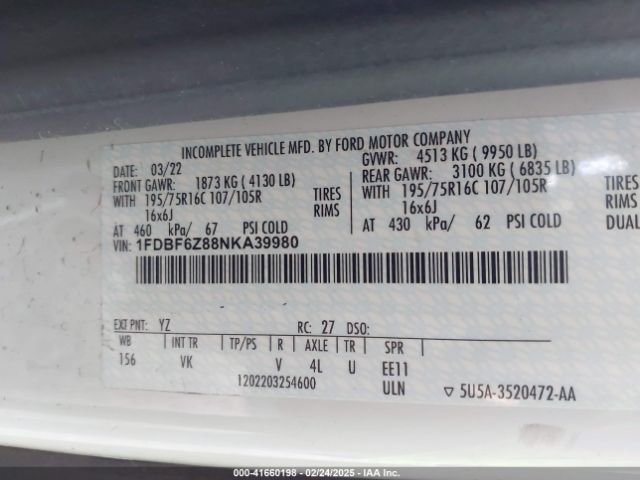 1FDBF6Z88NKA39980 Ford Transit-350 Cab