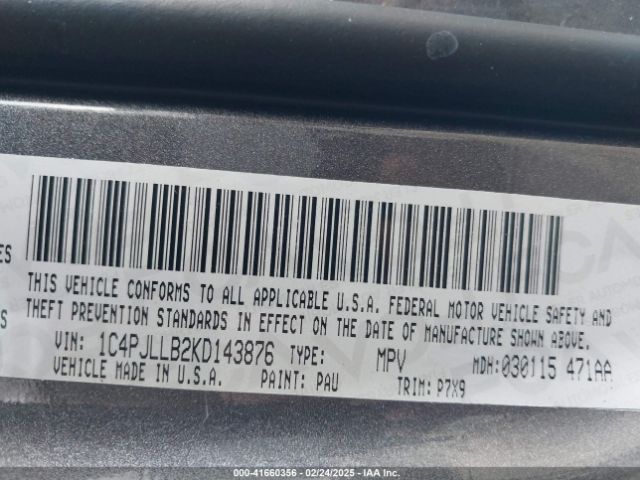 1C4PJLLB2KD143876 Jeep Cherokee Latitude Plus Fwd
