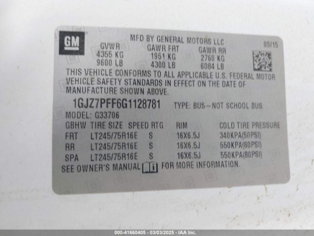 1GJZ7PFF6G1128781 GMC Savana 3500 Lt
