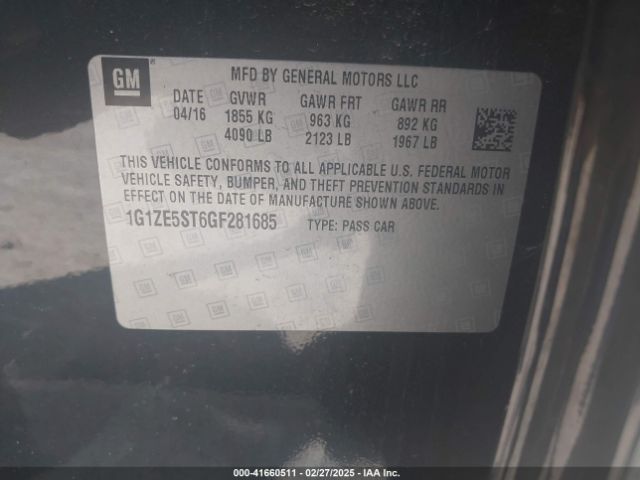 1G1ZE5ST6GF281685 Chevrolet MALIBU 1LT