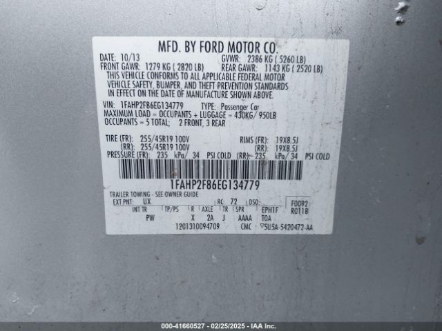 1FAHP2F86EG134779 Ford Taurus Limited
