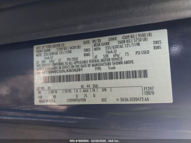 1FTBW9CG5LKB38291 Ford Transit-350