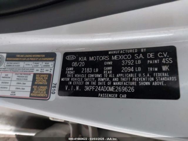 3KPF24AD0ME269626 KIA Forte Lxs