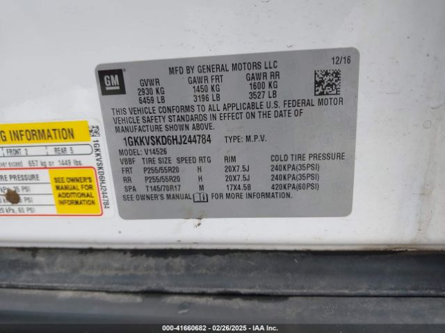 1GKKVSKD6HJ244784 GMC Acadia Limited