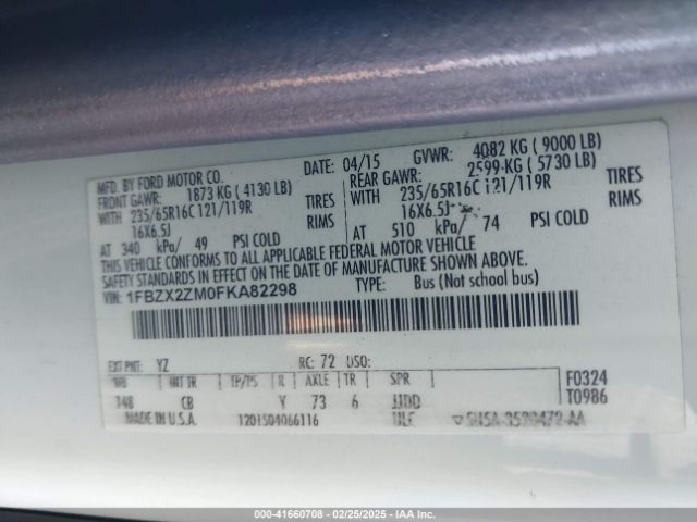 1FBZX2ZM0FKA82298 Ford Transit-350 Xlt