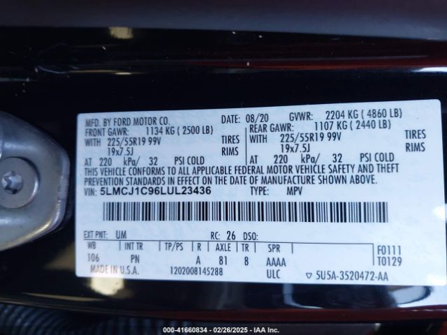 5LMCJ1C96LUL23436 Lincoln Corsair Standard