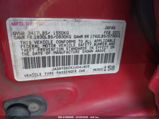 2001 MITSUBISHI MIRAGE JA3AY26CX1U041805 Photo 8