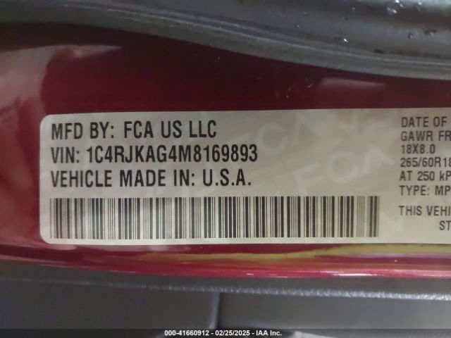 1C4RJKAG4M8169893 Jeep Grand Cherokee L Laredo 4x4
