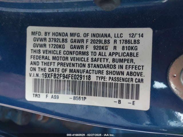 Honda Civic Ex-l 2015 19XFB2F94FE029118 Image 9