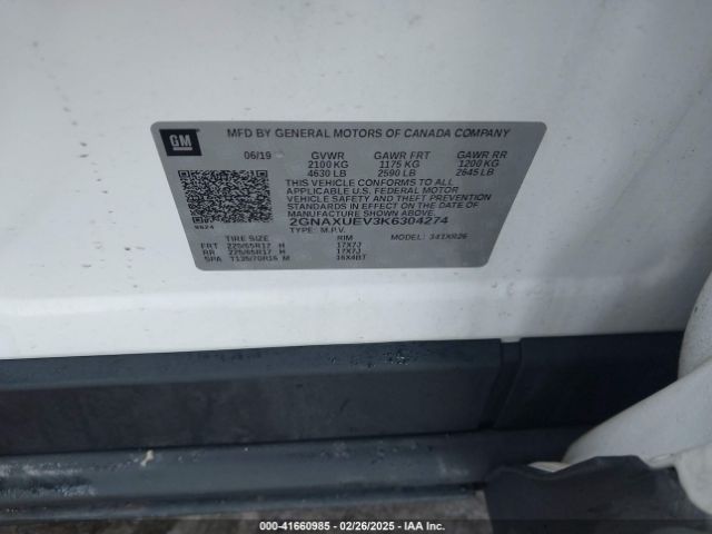 2019 CHEVROLET EQUINOX 2GNAXUEV3K6304274 Photo 8