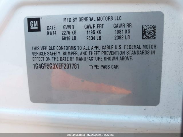 1G4GF5G3XEF207781 Buick Lacrosse Premium Ii Group