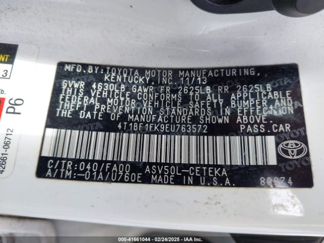 4T1BF1FK9EU763572 Toyota 2ar-fe