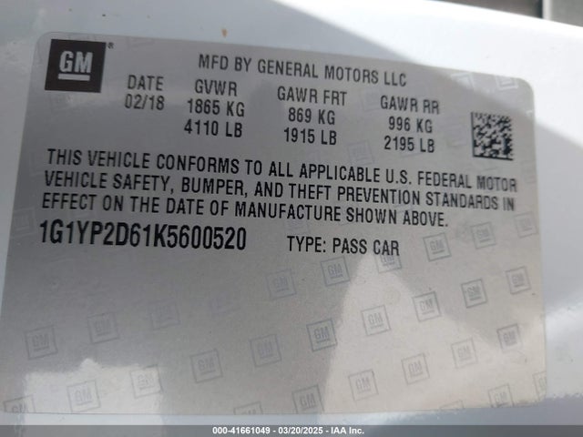 Chevrolet Corvette Z06 2019 1G1YP2D61K5600520 Image 9