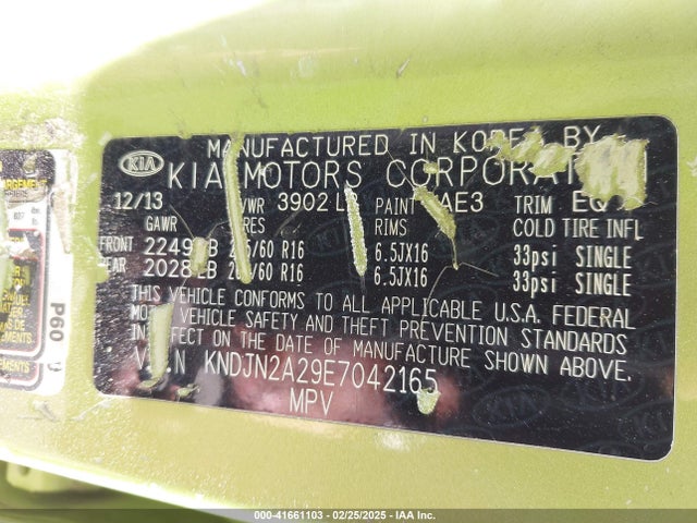 KIA Soul 2014 KNDJN2A29E7042165 Image 9