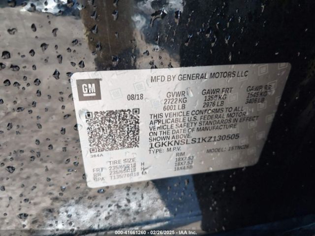 1GKKNSLS1KZ130505 GMC Acadia Sle-2
