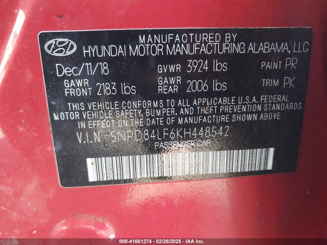 Hyundai Elantra Value Edition 2019 5NPD84LF6KH448542 Image 9