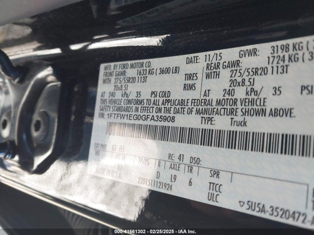 1FTFW1EG0GFA35908 Ford F-150 King Ranch/lariat/limited/platinum/xl/xlt